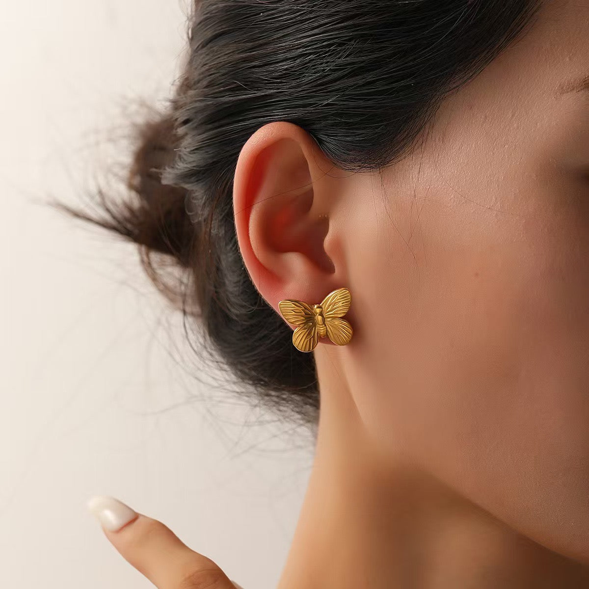 E2561 Aretes mariposa acero inoxidable 1.5cm