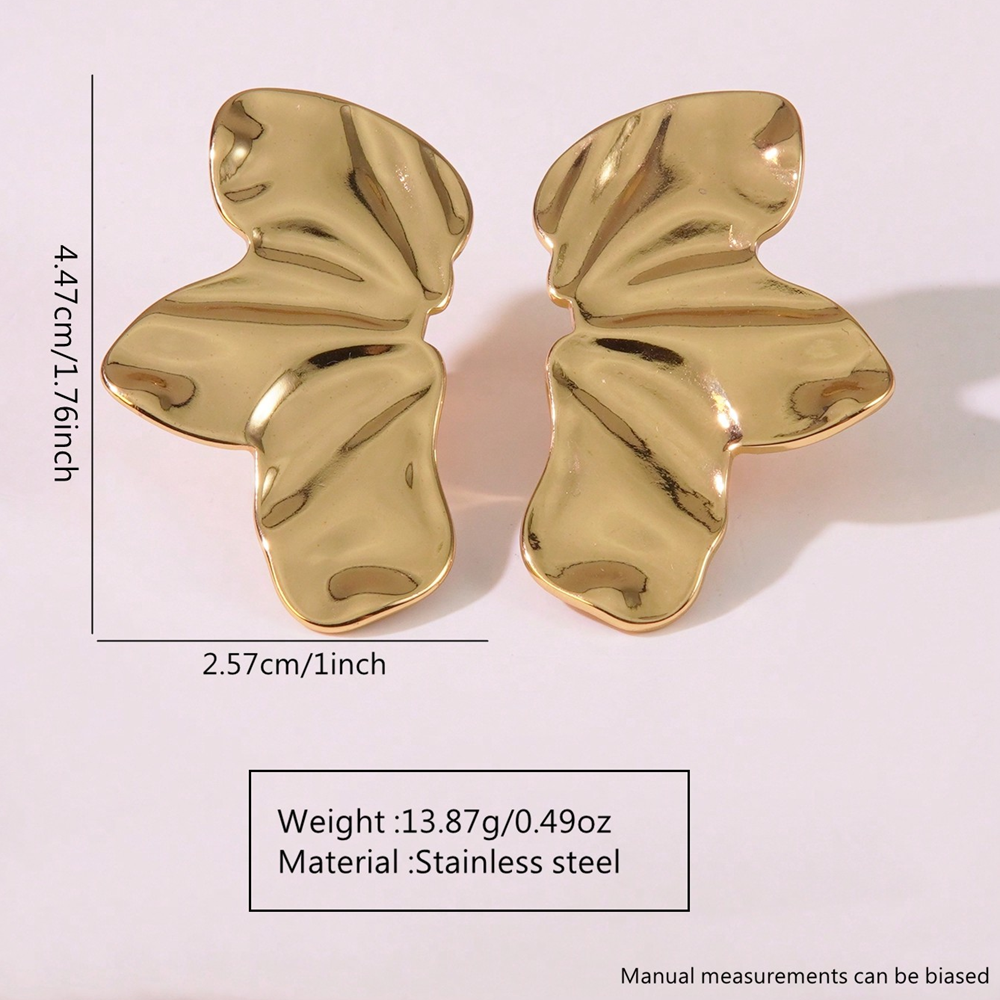 E4945 Aretes pétalos dorados aleacion 5cm