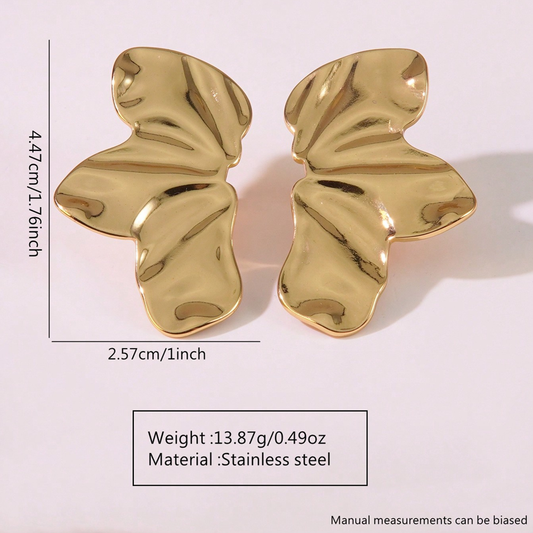 E4945 Aretes pétalos dorados aleacion 5cm