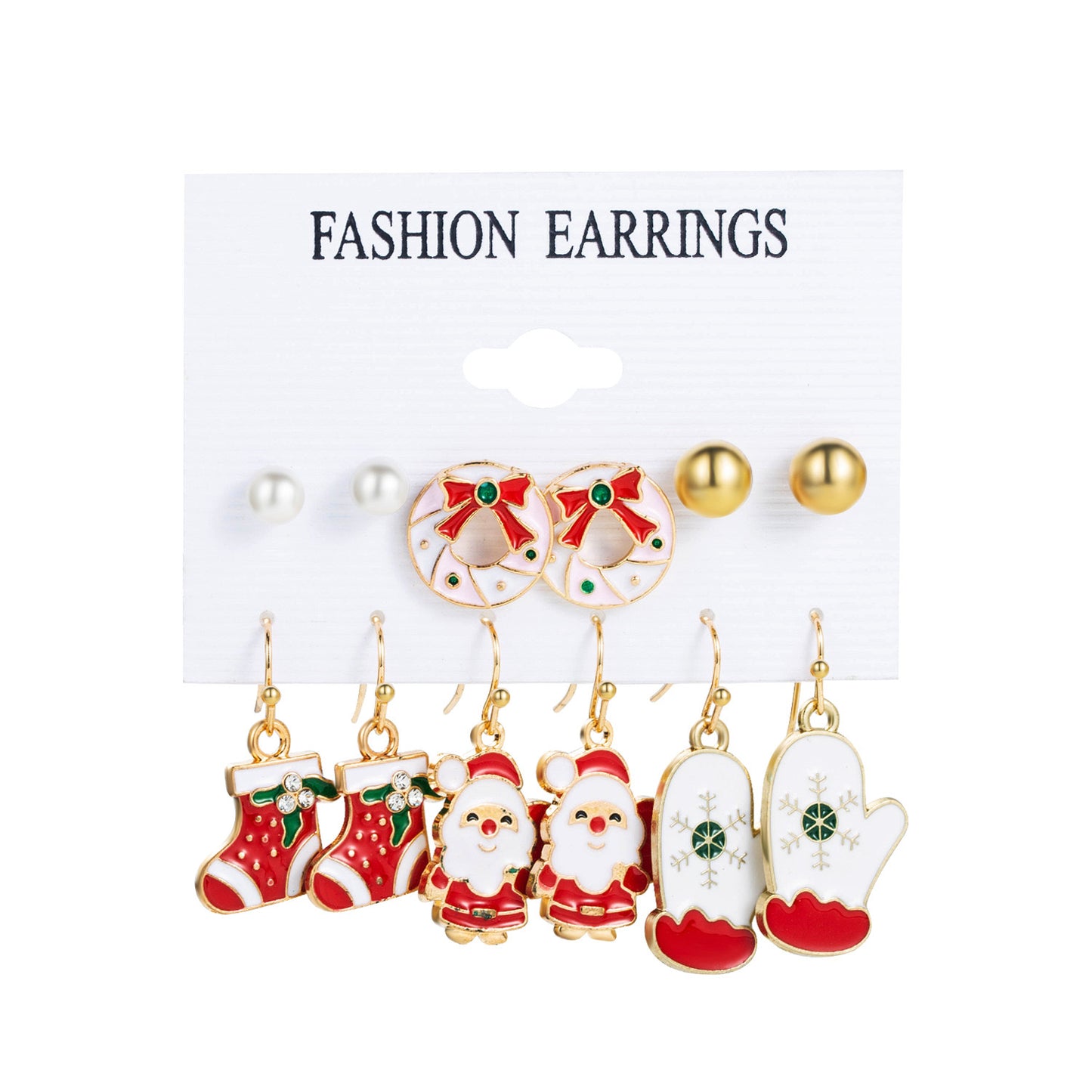 E4058 conjunto de aretes de Navidad 2cm aleacion