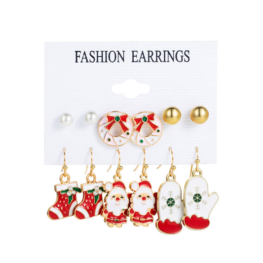 E4058 conjunto de aretes de Navidad 2cm aleacion