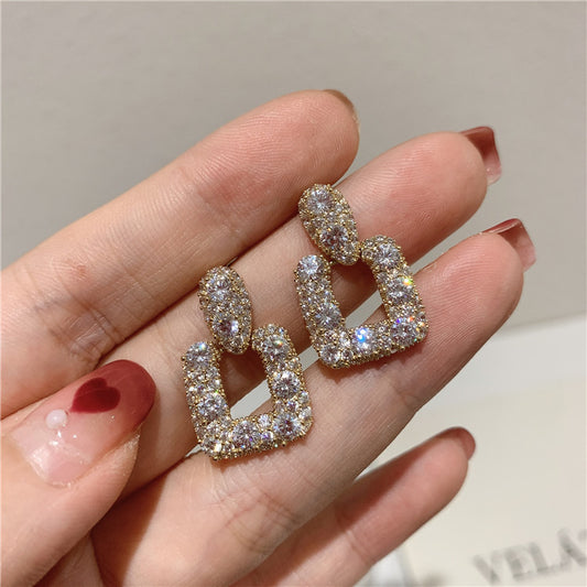 E5949 Aretes cuadrados brillantes elegantes aleacion 4cm