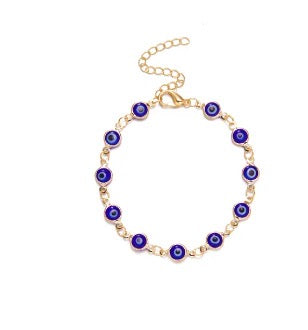 B644 Pulsera ojo turco azul oscuro aleacion 19cm