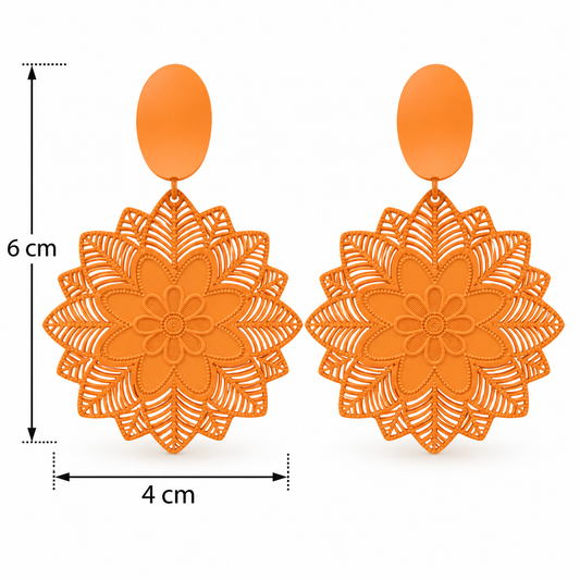 E7420 Aretes mandala naranja de aleacion