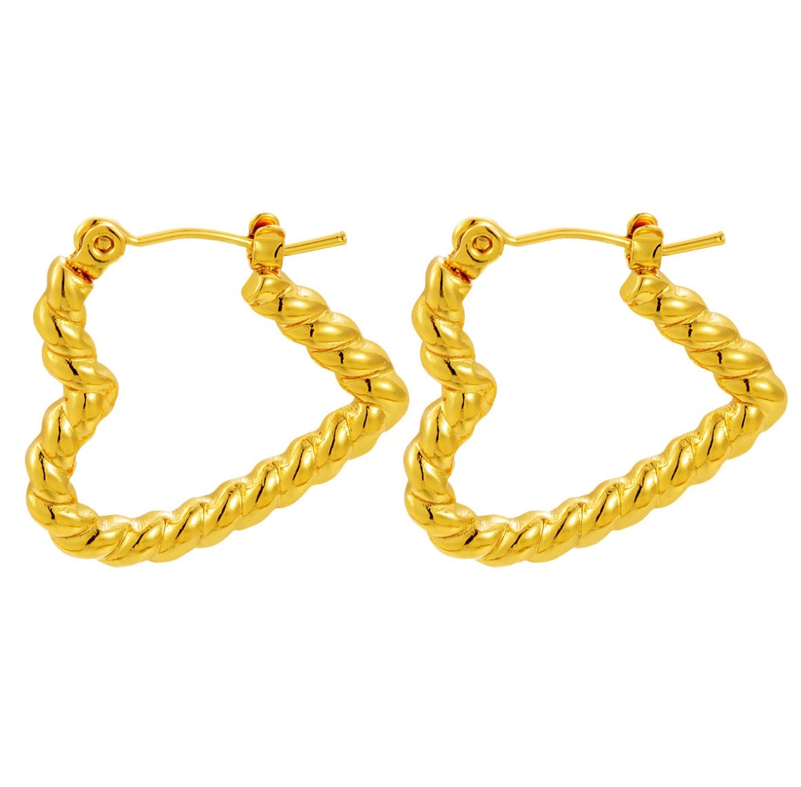 E5476 Arracadas corazón dorado acero inoxidable 3cm