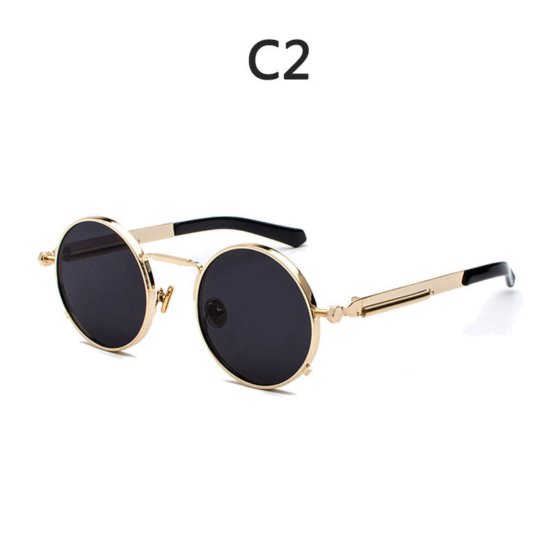 Gf39 gafas de sol retro, Steampunk para hombres redondas