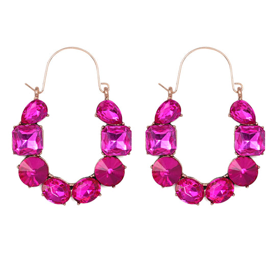 E475F Arracada inceustacion cristal fucsia 5.7cm