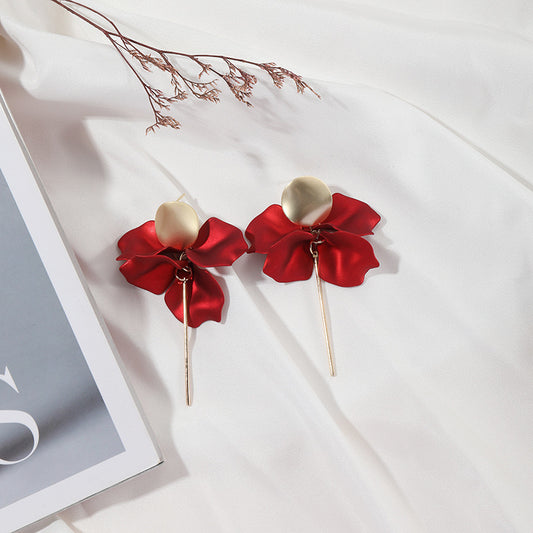 E169R Aretes petalos textura suave rigido acrilico 8cm