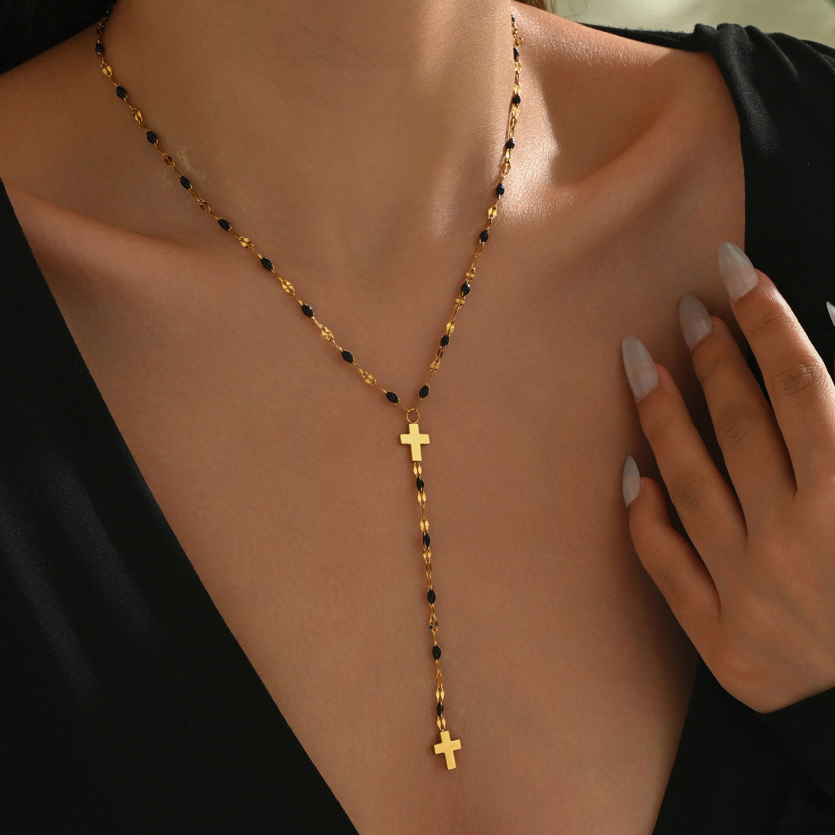 C1029 Collar Rosario acero inoxidable 25cm