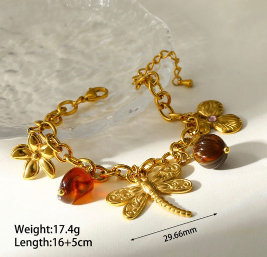 B840 Pulsera libelula acero inoxidable 19cm