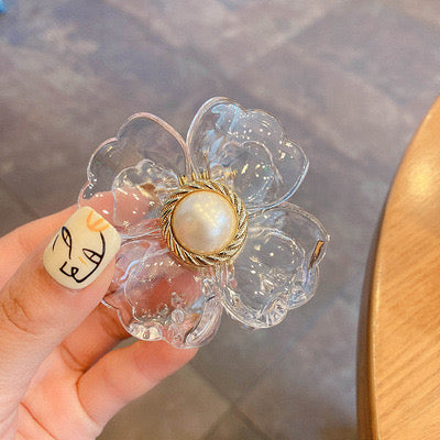 AC198 pinza de flores para el cabello transparente champan 7cm