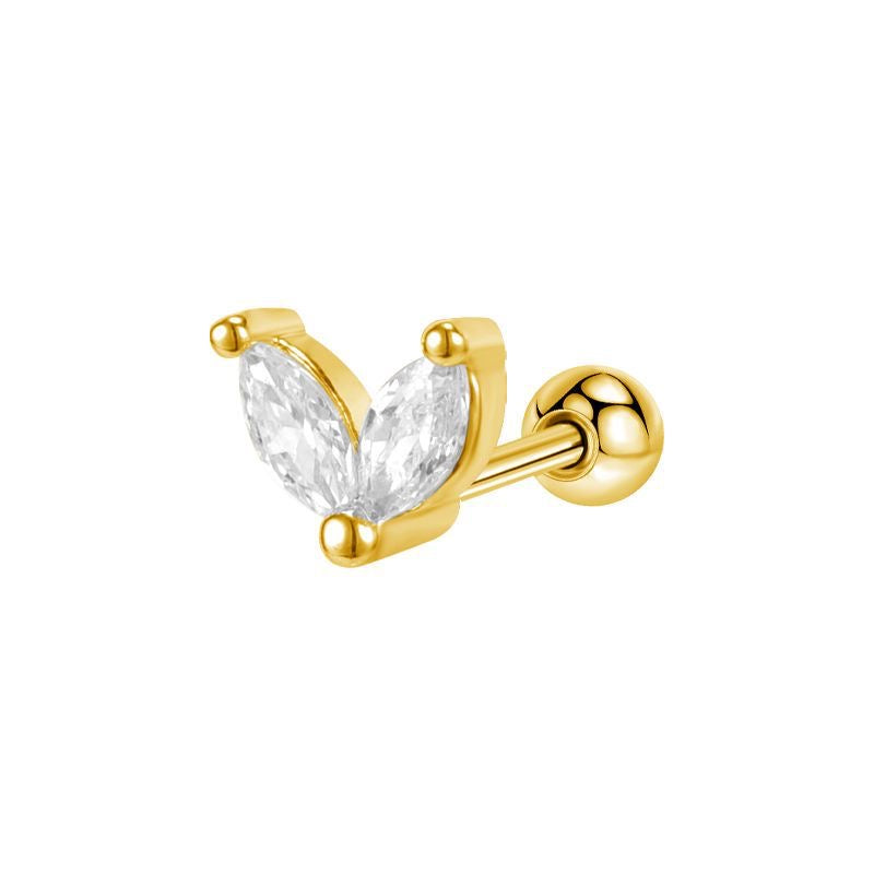 E2818 Broquel 1 pieza dorado acero inoxidable zirconia 1cm