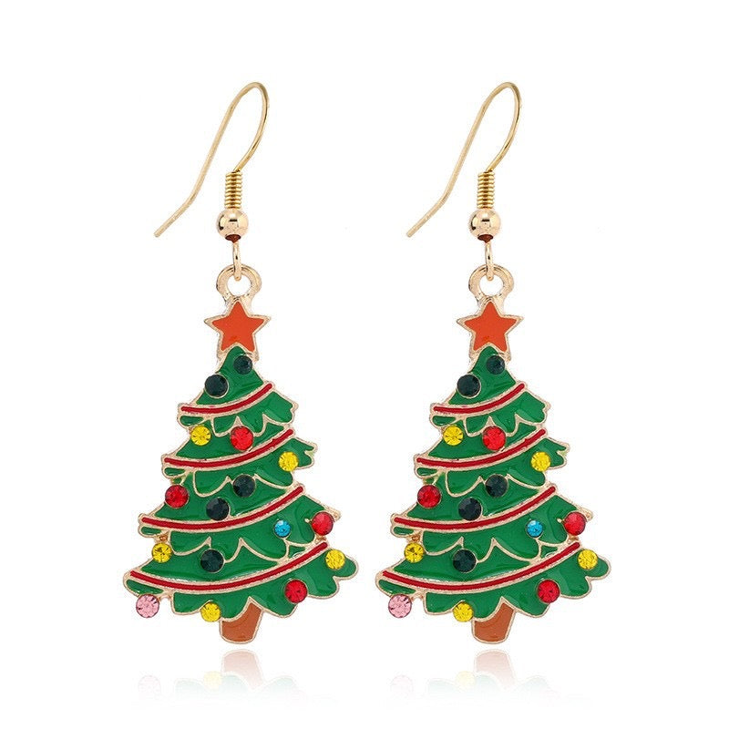 E4486 Aretes árbol de navidad aleacion 6.5cm
