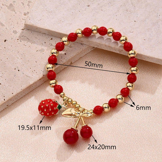 B362 Pulsera cuentas cerezas fresa acrilico elastica