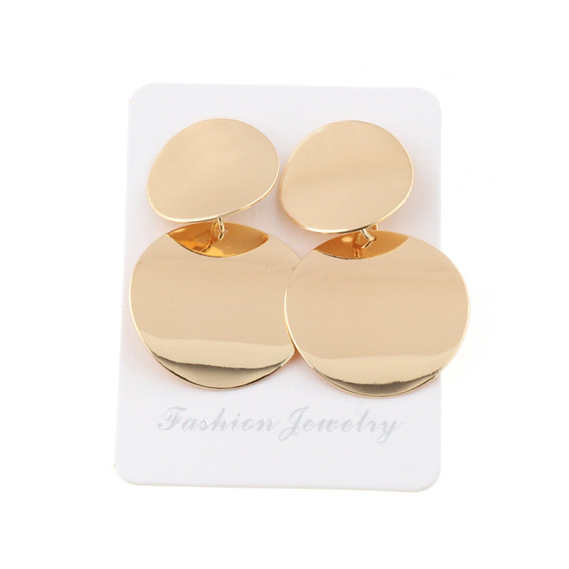 E4975 Aretes redondos dorados aleacion 5cm