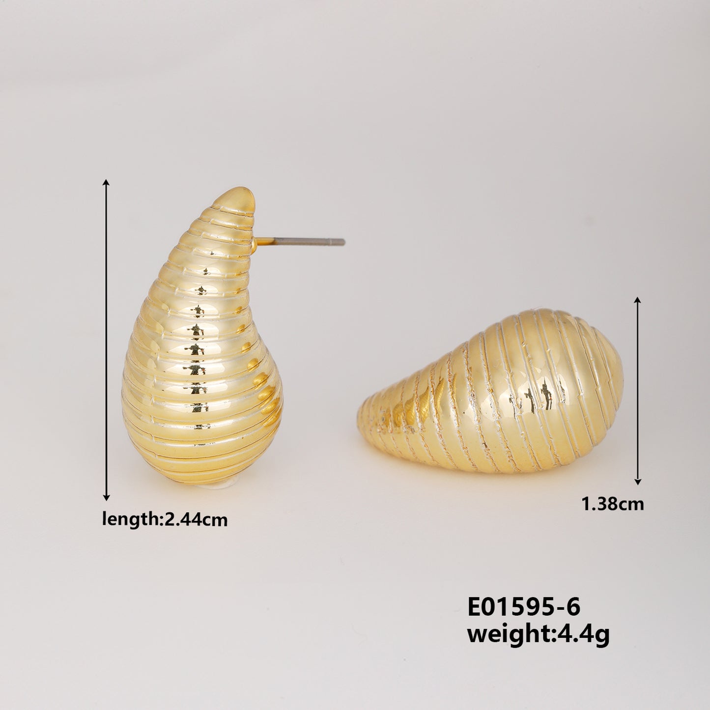 E2041 Aretes gota tipo bottega cubierta de cobre 1.3cm