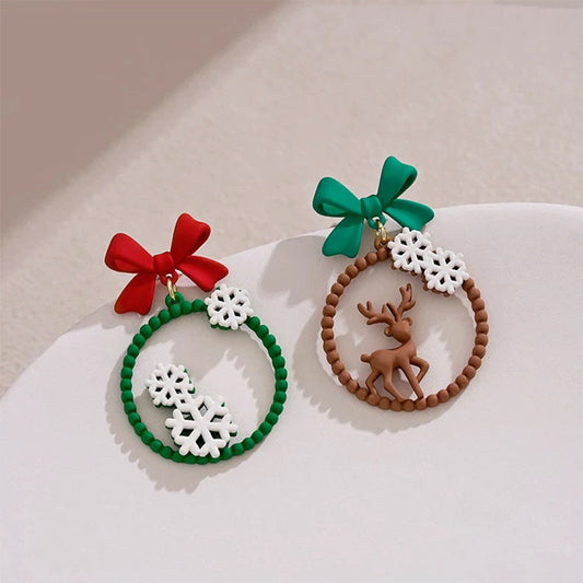 E4437 Aretes asimétricos reno de navidad aleacion 3.8cm
