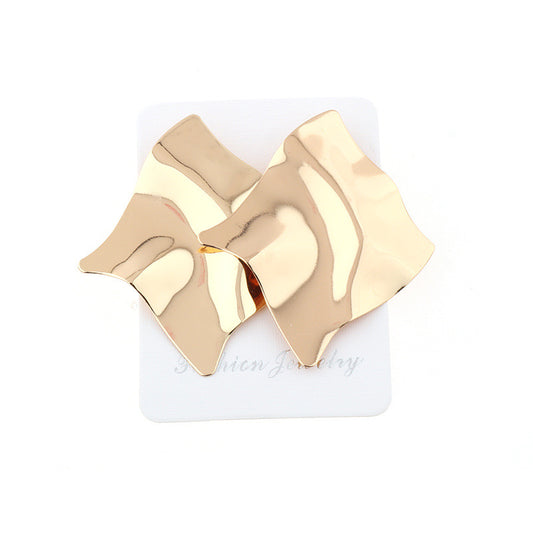 E4982 Aretes cuadrados dorados abstractos aleacion 4cm