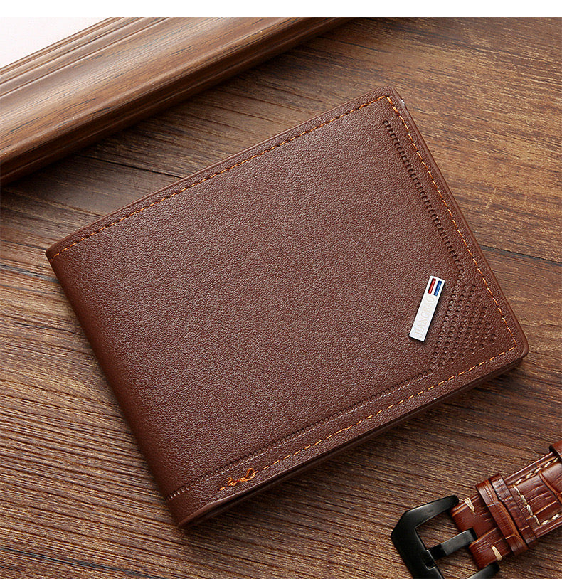 Cr90 Cartera café para hombre cuero sintético