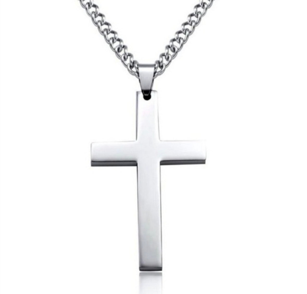 C1262 collar cruz plateada  unisex cadena de suéter metal