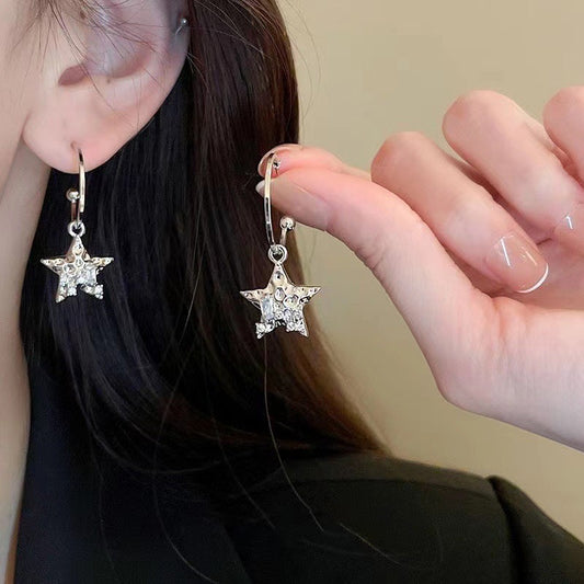 E4570 Aretes estrella poste de plata 3cm