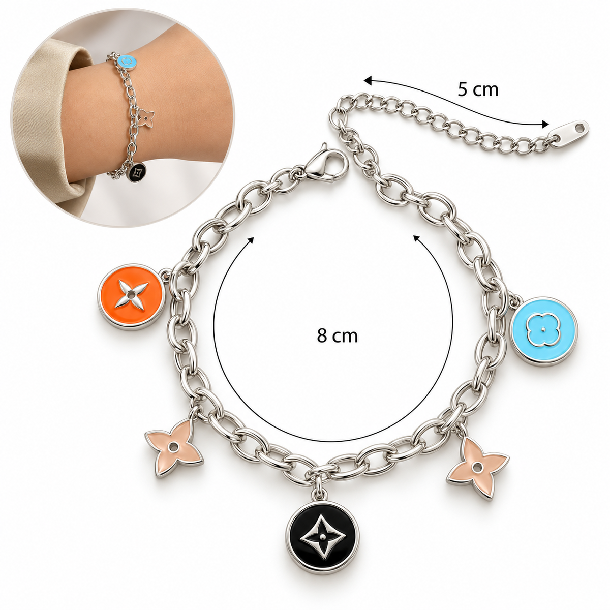 B603 Pulsera en plata acero inoxidable