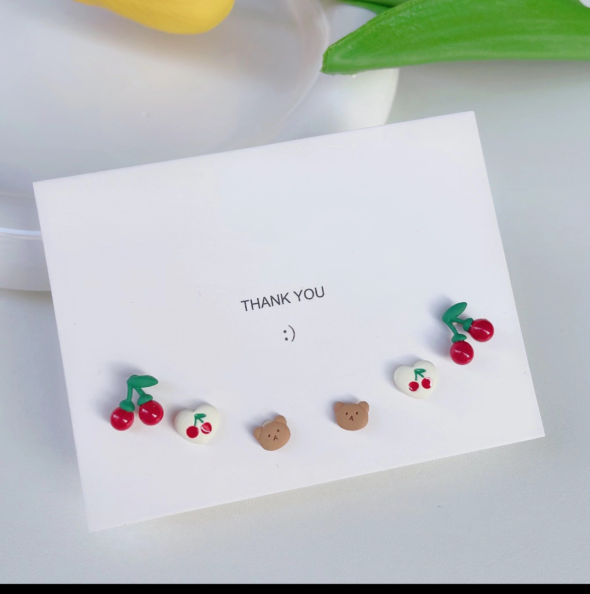 E4755 conjunto de aretes cereza aleacion 1cm