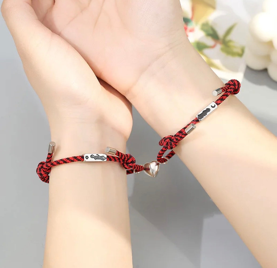 B620 pulsera dúo pareja de cuerda guinda ajustable