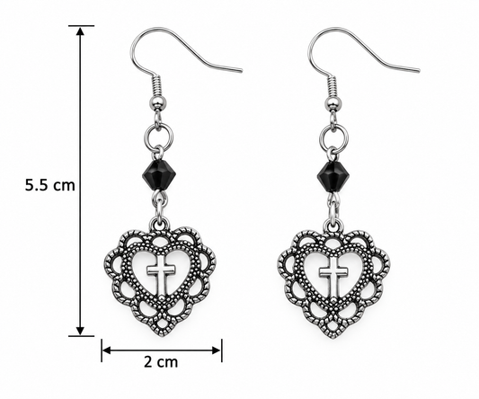 E7382 Aretes Corazon de Fe aleacion