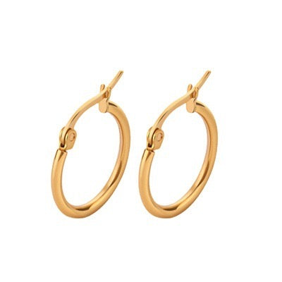 E3304 Arracada dorada acero inoxidable chapada en oro 18k 2x1.5cm