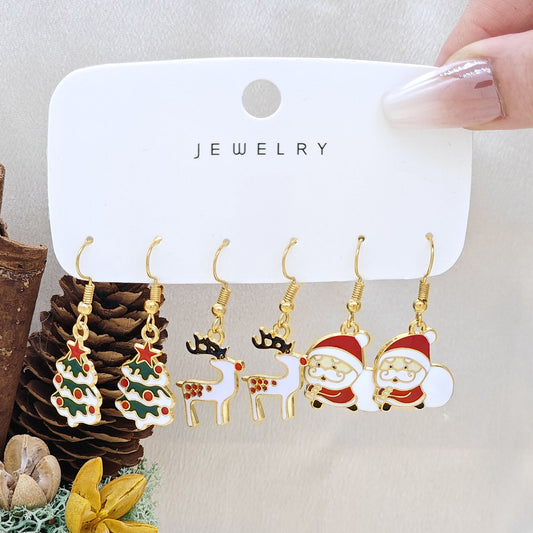 E4260 conjunto de aretes navideños 2.5cm