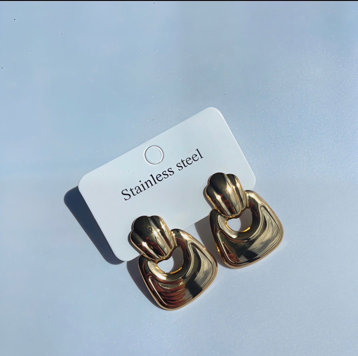 E5257 Aretes cuadrados dorados acero inoxidable