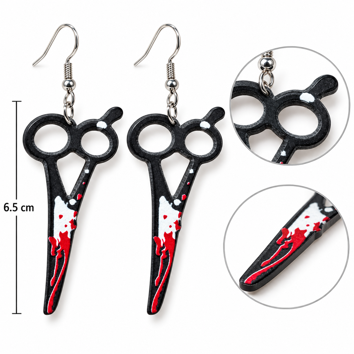 H164 Aretes tijeras acrilico ligeras Halloween