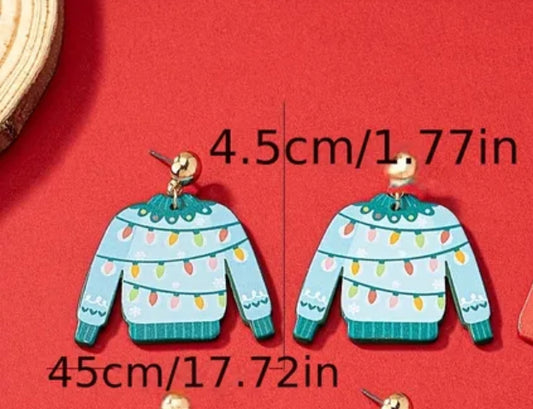 E4055 Aretes suéter de Navidad acrílico 5cm