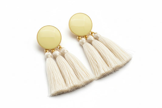 P03 Aretes círculares color beige aleacion 6cm