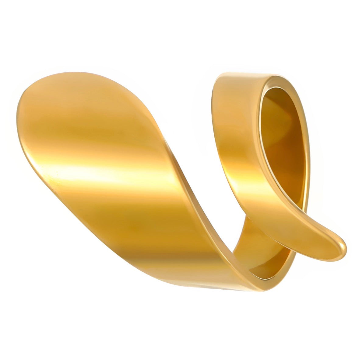 Ac208 Anillo abstracto dorado acero inoxidable chapado en oro 18k