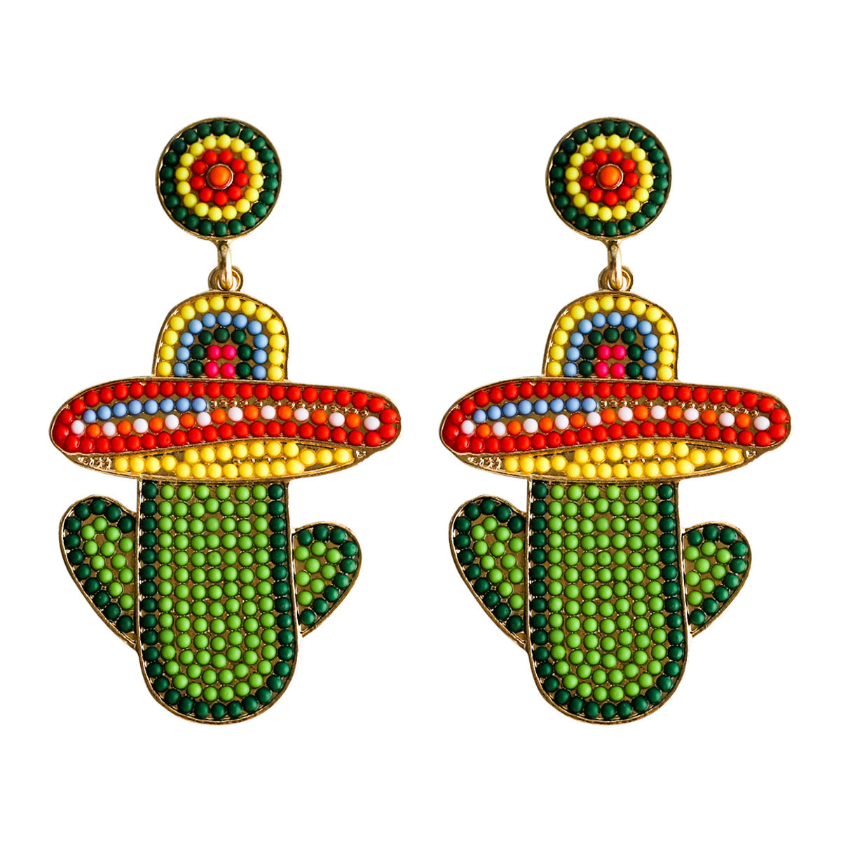 E7101 Aretes cactus patrio aleacion resina 5cm