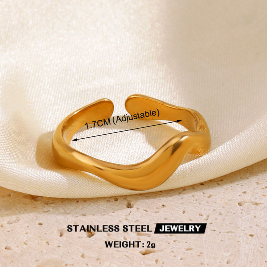 A573 anillo dorado simple acero inoxidable abierto