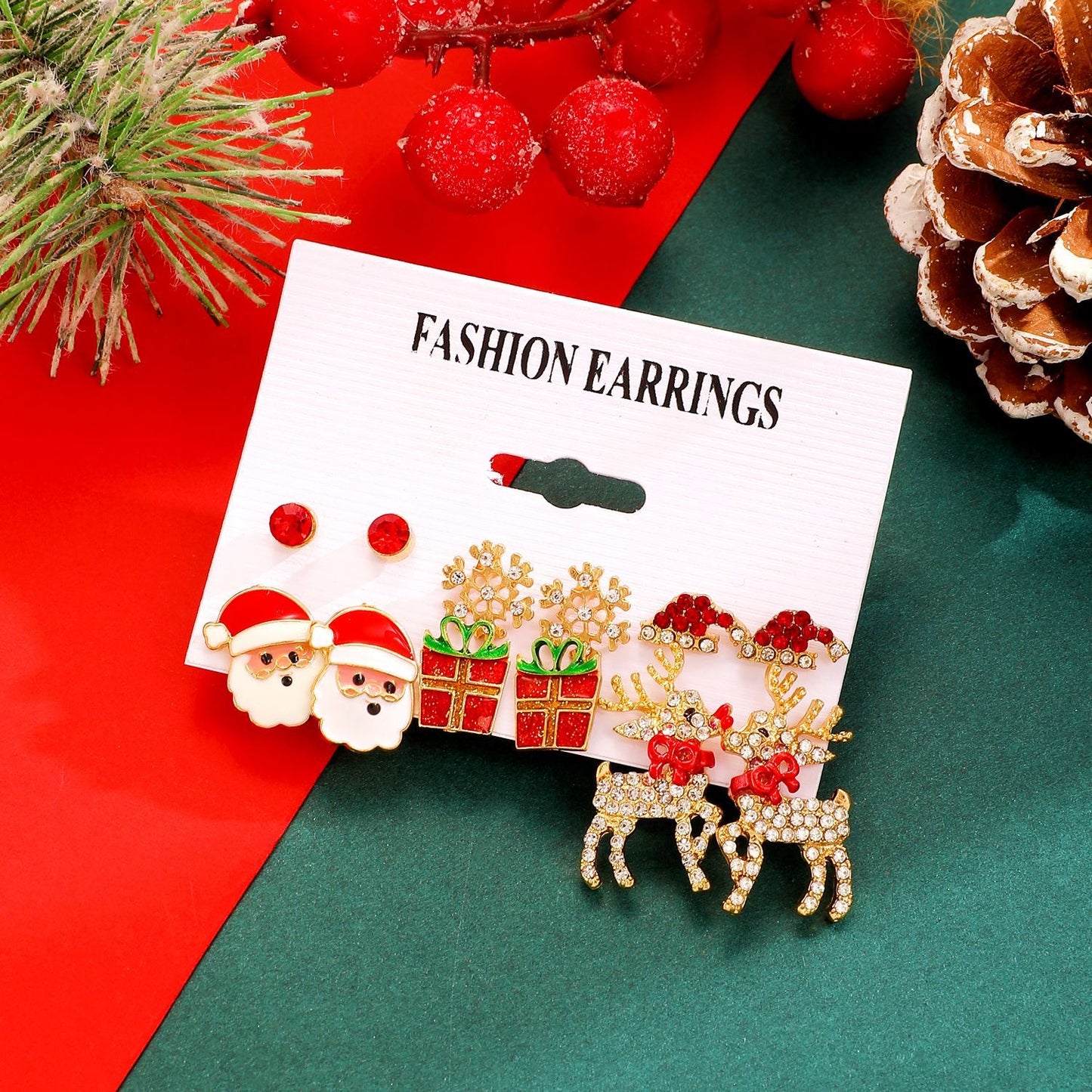 E4361 conjunto de aretes de Navidad aleacion 2.5cm