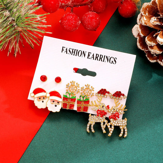E4361 conjunto de aretes de Navidad aleacion 2.5cm