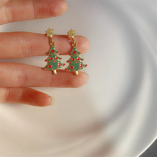 E4278 aretes árbol de Navidad aleacion esmaltado 1.2cm