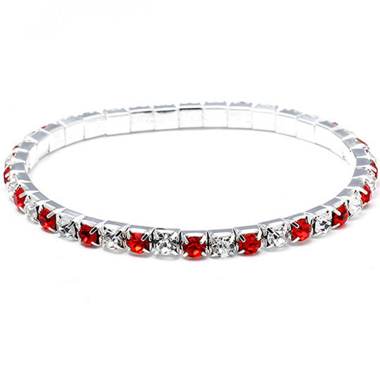 B948 Pulsera plateada cristal aleacion unisexo elastica