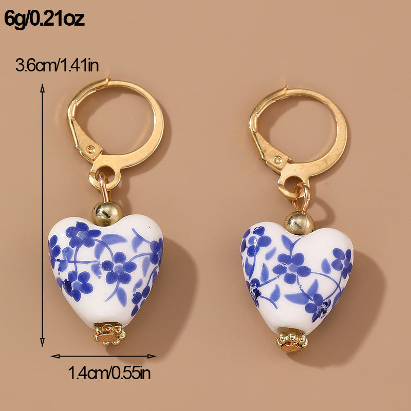 E2149 Aretes corazon argolla resina aleacion 3.6cm