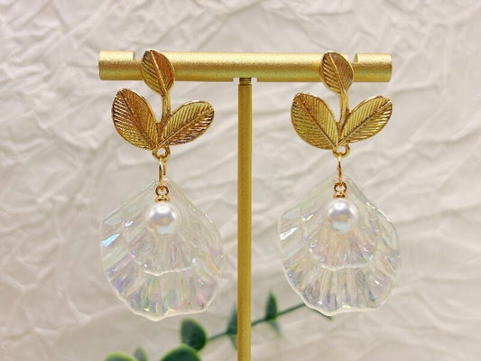 E4634 Aretes petalo acrílico 4cm