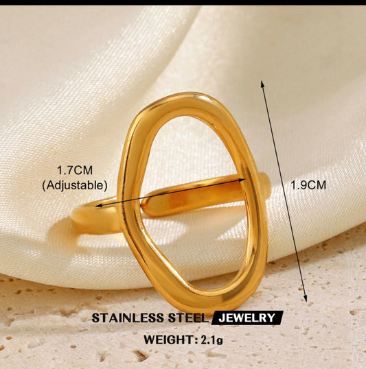 A575 anillo ovalado dorado abierto acero inoxidable