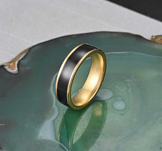 A156 anillo dorado con negro acero inoxidable para hombre N11
