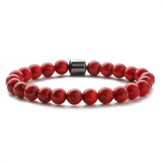 B455 pulsera unisex perlas roja elestica
