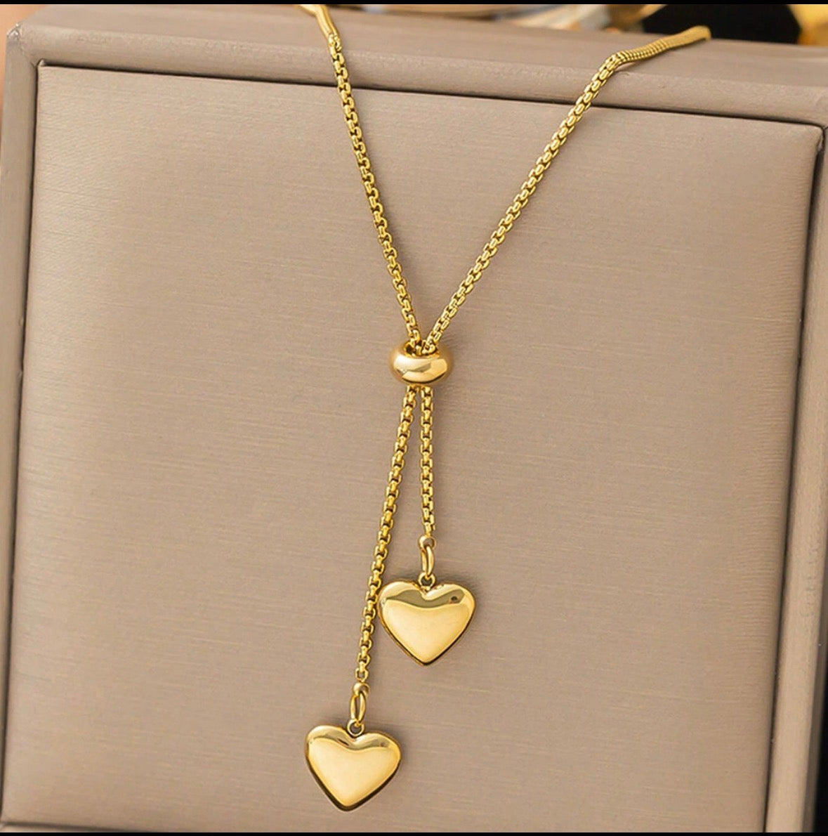 C1299 collar dorado corazones elegante ajustable acero inoxidable chapado en oro de 18k