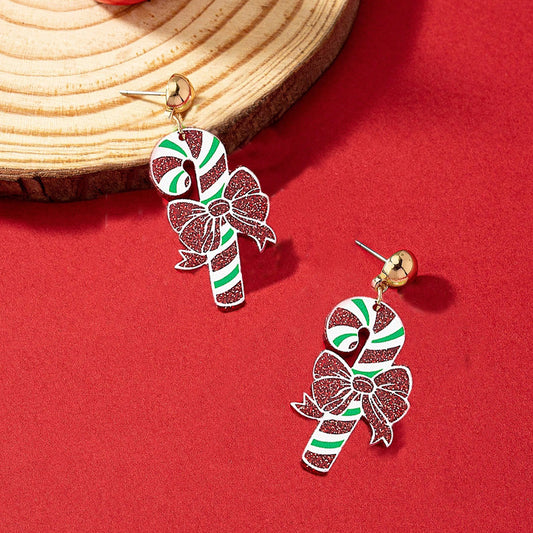 E4056 Aretes bastón de Navidad acrílico 6cm