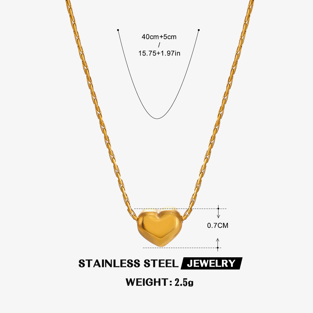 C969 Collar corazón dorado acero inoxidable 22cm largo 1cm dije
